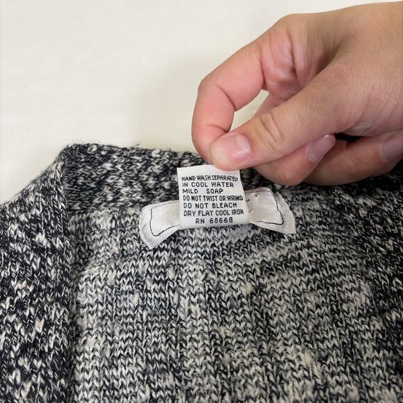 Vintage Jed Medium Geometric 80s Cozy Grandpa Sweater Cardigan Black & White - Picture 4 of 10